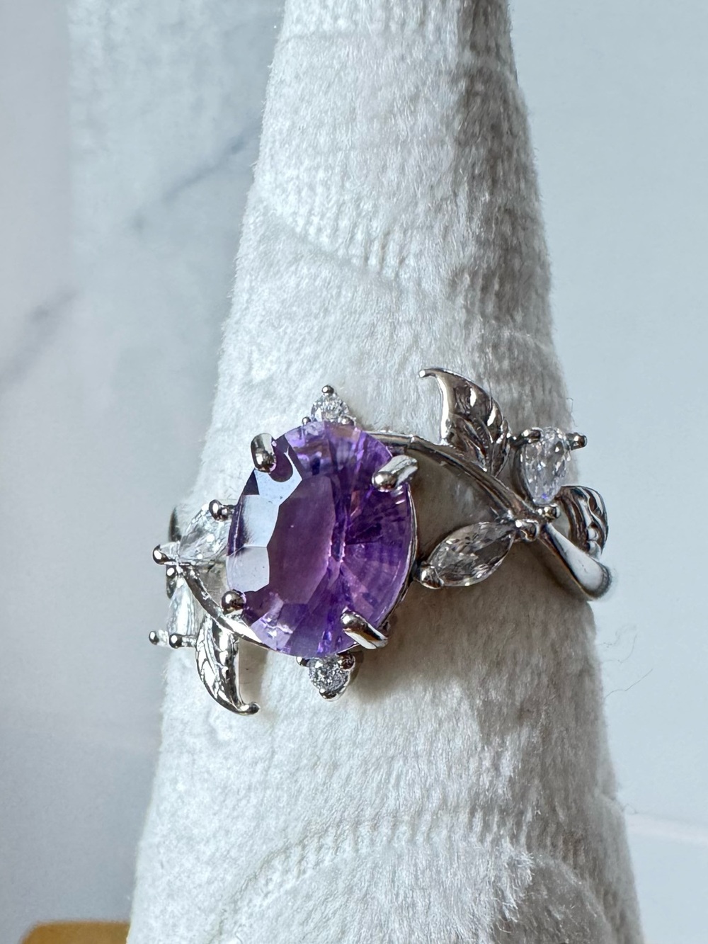 925 amethyst ring adjustable size lavender purple oval 2ct 6 7 8
